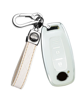 ontto 3-button Key Cover Fit for Nissan 2023 Accessories Key Fob Case Soft TPU Key Shell for Pathfinder Kicks X-Trail Rogue White