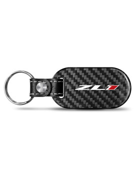 iPick Image for Chevrolet Camaro ZL1 Real Black Carbon Fiber Tag Style Key Chain Keychain, Official Licensed