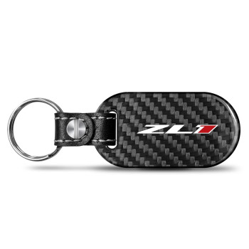 iPick Image for Chevrolet Camaro ZL1 Real Black Carbon Fiber Tag Style Key Chain Keychain, Official Licensed