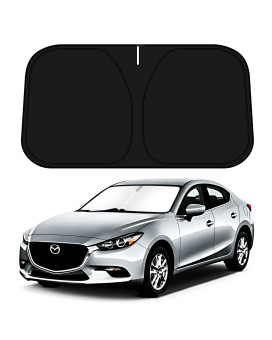 D-Lumina Windshield Sun Shade for 2014-2018 Mazda 3 Accessories Mazda3 Sedan Hatchback, Front Window Sunshade Sun Visor Protector Block UV Rays Heat, Foldable 2 Layers 210T Material