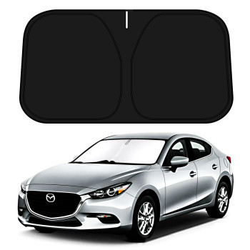 D-Lumina Windshield Sun Shade for 2014-2018 Mazda 3 Accessories Mazda3 Sedan Hatchback, Front Window Sunshade Sun Visor Protector Block UV Rays Heat, Foldable 2 Layers 210T Material