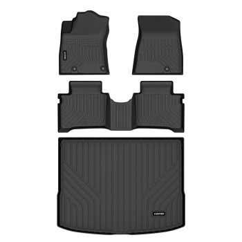 HAFIDI Floor Mats & Cargo Liner Custom Set for 2023-2024 Kia NIRO & NIRO Hybrid & NIRO HEV (Not for NIRO EV &NIRO PHEV) All Weather Protection TPE Full Set Automotive Floor Liners Accessories - Black