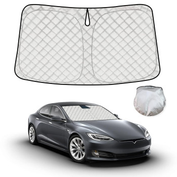 Car Windshield Sunshade for Tesla Model 3 Model Y, Front Window Sun Shade with Special 6 Layers of Thickened Insulation Material and Aluminum Foil, Accessories forTesla Model 3/Y