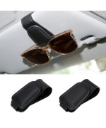 Sunglasses Holders for Car Sun Visor, 2pack Magnetic Leather Glasses Eyeglass Hanger Clip for Car, Visor Sunglasses Holder Clip Car Accessories for Truck