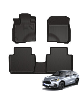 AIPOIL-Floor Mats Custom for 2023 2024 Honda HR-V & 2023 2024 HR-V Hybrid?Fits 1st & 2nd Row?TPE All Weather Anti-Slip Floor Liners?HRV 2023 2024 Full Set Automobile mats Accessories, Black