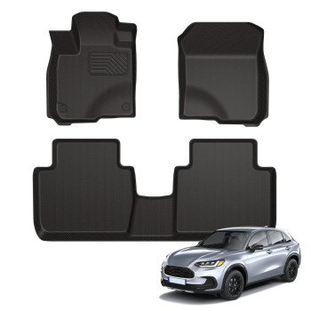 AIPOIL-Floor Mats Custom for 2023 2024 Honda HR-V & 2023 2024 HR-V Hybrid?Fits 1st & 2nd Row?TPE All Weather Anti-Slip Floor Liners?HRV 2023 2024 Full Set Automobile mats Accessories, Black