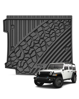 LASFIT Cargo Mat Fit for 2018-2024 Jeep Wrangler JL Unlimited 4 Door with Subwoofer Only (Not Fit for JK or 4XE), TPE All Weather Custom Fit Car Trunk Mat Cargo Liner, Black