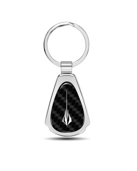 iPick Image for Chevrolet Corvette C8 Stingray Real Black Carbon Fiber Chrome Metal Teardrop Key Chain Keychain, Official Licensed