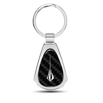 iPick Image for Chevrolet Corvette C8 Stingray Real Black Carbon Fiber Chrome Metal Teardrop Key Chain Keychain, Official Licensed