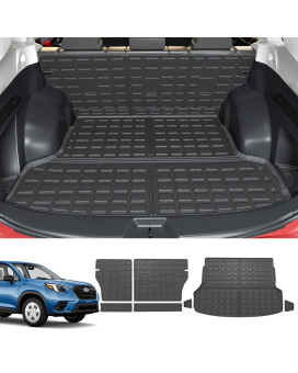 powoq Cargo Liner Compatible with 2019-2024 Subaru Forester Trunk Mat Backrest Mat TPE Trunk Liner Replacement for 2019 2020 2021 2022 2023 2024 Subaru Forester Accessories (Trunk Mat+Backrest Mat)