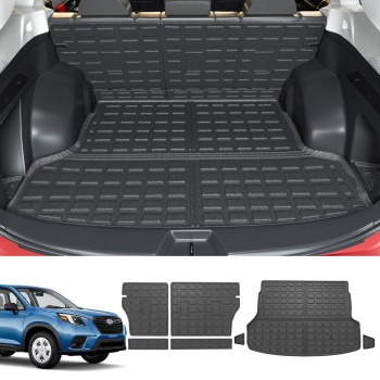 powoq Cargo Liner Compatible with 2019-2024 Subaru Forester Trunk Mat Backrest Mat TPE Trunk Liner Replacement for 2019 2020 2021 2022 2023 2024 Subaru Forester Accessories (Trunk Mat+Backrest Mat)