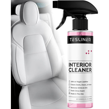 Tesla Seat Cleaner for White or Black Vegan Leather Seats, Helps with Blue Jean Dye, Stains, Safe on All Surfaces, Tesla Interior Cleaner for Model 3 Y S X Trusted Tesla Cleaning Products (Citrus)