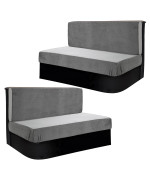 HOMBYS RV Dinette Cushion Covers Set of 2,Luxury Velvet Stretchable Slipcovers for RV Dinette Cushions,Replacement Camper Cushion Covers Dinette Booth Set,2 Backrest Cover & 2 Bench Cover,Light Grey