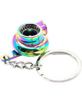 Turbo Keychain Metal Spinning Turbocharger Automotive Mini Car Part Keychain Key Ring