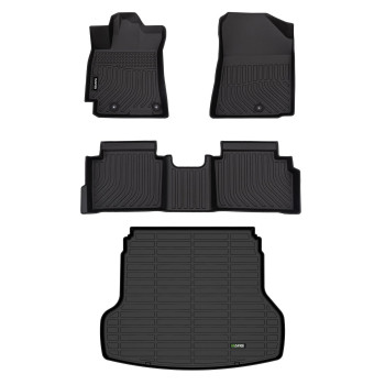 HAFIDI Floor Mats & Cargo Liner Custom Set for Kia Forte 2019-2023 2024 All Weather Protection TPE Full Set Automotive Floor Liners Accessories - Black