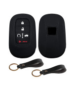Kewucn Silicone Rubber Key Fob Cover, 5 Buttons Keyless Entry Remote Key Fob Case Protection Shell, Compatible with 2022 Accord Civic HR-V CR-V Pilot Sport SI EX EX-L Touring (Black)