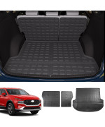 powoq Trunk Mat Compatible with 2021-2023 Hyundai Santa Fe Backrest Mat All Weather TPE Cargo Mat Replacement for 2021 2022 2023 Hyundai Santa Fe Accessories (Rear Backrest Mat+Rear Trunk Mat)