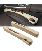 OKAHITA Car Seat Gap Filler Pad,2 Pcs Pu Leather Universal for Car SUV Truck to Fill The Gap Between Console and Seat,Prevent Small Objects from Dropping(Beige)