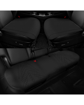 TTMiku Fit Tesla Model Y Car Bottom Seat Cover, 3-Pack Luxury Nappa Leather Auto Front Seats & Back Row Cushion Protector for Model Y 2020-2023, Black