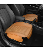 Elantrip Luxury 2 Pcs Leather Front Car Seat Cover Bottom Anti-Slip, Full Wrap Protection, Waterproof Cushion with Storage Pocket for Most Vehicles (Dark Brown)