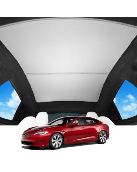 BASENOR 2024 2023 2022 Tesla Model S Model S Plaid Glass Roof Sunshade UV Rays Protection Foldable Sunroof Sunshade Top Window Sun Shades for Tesla Model S Heat Isolate Split Type Upgraded Grey