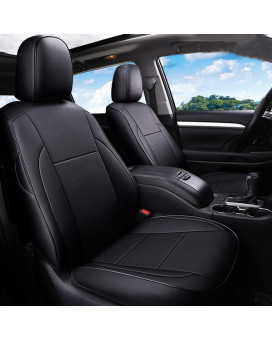 CocheFamilia Custom Fit Highlander Car Seat Covers for Select Toyota Highlander 2014 2015 2016 2017 2018 2019 - Three-Row,Second Row 40/60 Split,Leather (Burgundy)