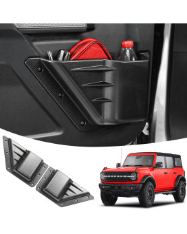 KSGMFED Front Door Storage Pockets Compatible for Ford Bronco Accessories,Door Side Organizer Box Fit 2021 2022 2023 Bronco 2/4 Door, Interior Storage Expansion Cup Holder(2PCS)