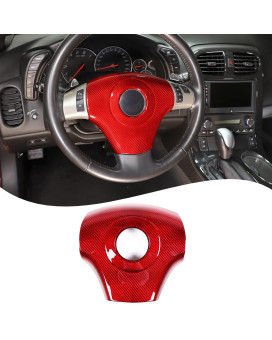Car Steering Wheel Decoration Frame Trim Compatible with Corvette C6 2005-2013 Real Carbon FibeSteering Wheel Sticker