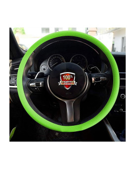 Sulida Steering Wheel Cover Auto Car Silicone Great Grip Anti-Slip Steering Cover for Diameter 36-38cm/13-15inch (Green)