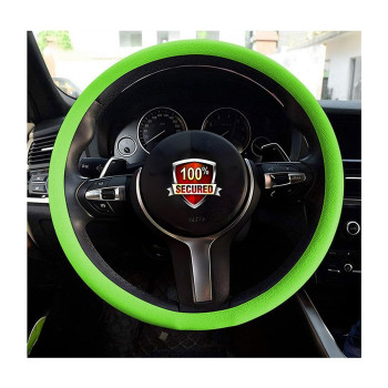 Sulida Steering Wheel Cover Auto Car Silicone Great Grip Anti-Slip Steering Cover for Diameter 36-38cm/13-15inch (Green)