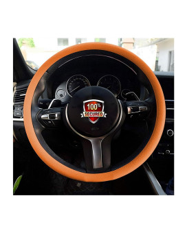 Sulida Steering Wheel Cover Auto Car Silicone Great Grip Anti-Slip Steering Cover for Diameter 36-38cm/13-15inch (Orange)