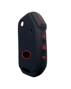 Flip Folding Key Fob Cover: RPKEY Silicone Key Shell Fit for Kia 4 Buttons Key Sportage K5 NIRO Forte 2019 to 2023 (Black & Red)