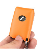 Cadtealir Italian Leather Key Fob Cover Case holder compatible with Lexus ES RX GX GS KS RX350 GX460 ES350 GS ISC IS LS (H Orange Leather)