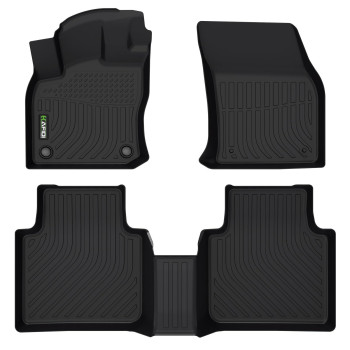 HAFIDI Floor Mats Custom for Volkswagen Tiguan 2018-2023 2024 All Weather Protection TPE Anti-Slip Automotive Floor Liners Fits 1st & 2nd Row Full Set VW Tiguan Accessories, Black