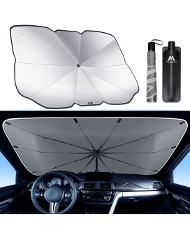 Windshield Sun Shade Umbrella, Car Windshield Sun Shade Foldable Cover Visor UV Ray Reflector, Car Sun Shade Windshield for Auto Trucks SUV Keeps Vehicle Cool Heat Insulation Protection(Gray-Large)