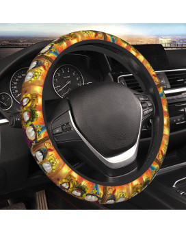 Anime Steering Wheel Cover, Personalized Cartoon Universal 15 inch Car Elastic Steering Wheel Covers, Novelty Funny Cute Cars Accessories Decoration for Men Women Car SUV, Pattern-43