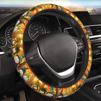 Anime Steering Wheel Cover, Personalized Cartoon Universal 15 inch Car Elastic Steering Wheel Covers, Novelty Funny Cute Cars Accessories Decoration for Men Women Car SUV, Pattern-43