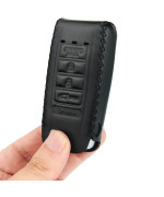 Cadtealir Genuine Italian Leather Key Fob Cover Case holder Compatible with Acura MDX RLX TLX ILX key fob (Stitch by LOGO side, Black Leather Black Stitch)