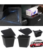 2024-2022 Tesla Model Y Rear Trunk & Rear Air Outlet Organizer with Lid 5-Seater Latest Version Model Y Accessories Trunk Side Storage Bins Box Protector Packets Black