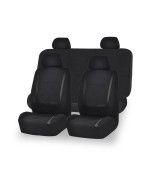 Ajxn 9 PCS Car Seat Covers Full Set, Front and Rear Seats Simple Lines Breathable and Comfortable Seat Hoods, Washable Reusable Protectors, Universal Interior Accessories for Most Cars (Black)