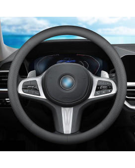 XHRING Car Steering Wheel Cover for BMW X5 X3 X7 3 5 Series 328i 528i 535i 530i 540i 320i X1 X2 X4 X6 1 2 4 6 7 8 M2 M3 M4 M5 M6 M8 Series e90 e60 f30 330i e46 i3 335i 325i Accessories, Leather Black