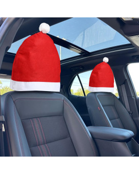 KSaAuto 1pc Christmas Hat Car Seat Headrest Covers Xmas Santa Hat Car Accessories Christmas Interior Decor Vehicle Christmas New Year Festive Decoration