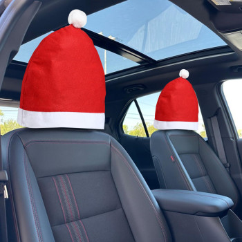 KSaAuto 1pc Christmas Hat Car Seat Headrest Covers Xmas Santa Hat Car Accessories Christmas Interior Decor Vehicle Christmas New Year Festive Decoration