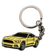 for Ford Mustang Car Keychain, Metal Keyring for Ford Mustang, Yellow