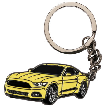 for Ford Mustang Car Keychain, Metal Keyring for Ford Mustang, Yellow