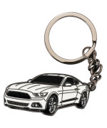 for Ford Mustang Car Keychain, Metal Keyring for Ford Mustang, White