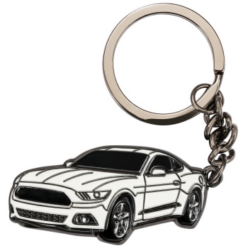 for Ford Mustang Car Keychain, Metal Keyring for Ford Mustang, White