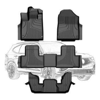 Original 2022 2023 2024 MDX Floor Mats for Acura MDX 7 Seats - Custom Fit TPE Floor Mats - All Weather Floor Liners for 2022 2023 2024 Acura MDX 1st, 2nd and 3rd Row Full Set Car Mats