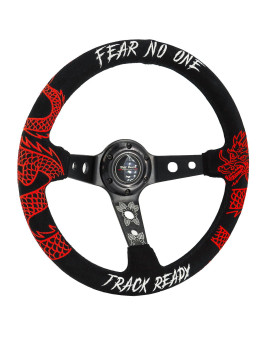 DRAGON TRACK READY Custom Steering Wheel 350mm Deep Dish 6 Bolt For JDM Sport Racing Steering Wheel Suede Horn Button Included