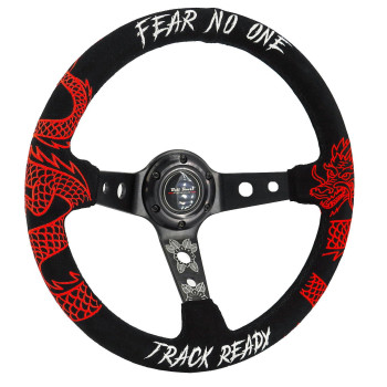 DRAGON TRACK READY Custom Steering Wheel 350mm Deep Dish 6 Bolt For JDM Sport Racing Steering Wheel Suede Horn Button Included